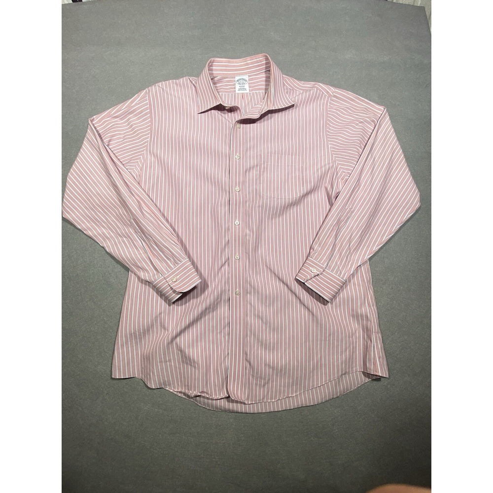 Brooks Brothers Shirt Mens Xl Pink Striped Regent Button Up Long Sleeve Non Iron